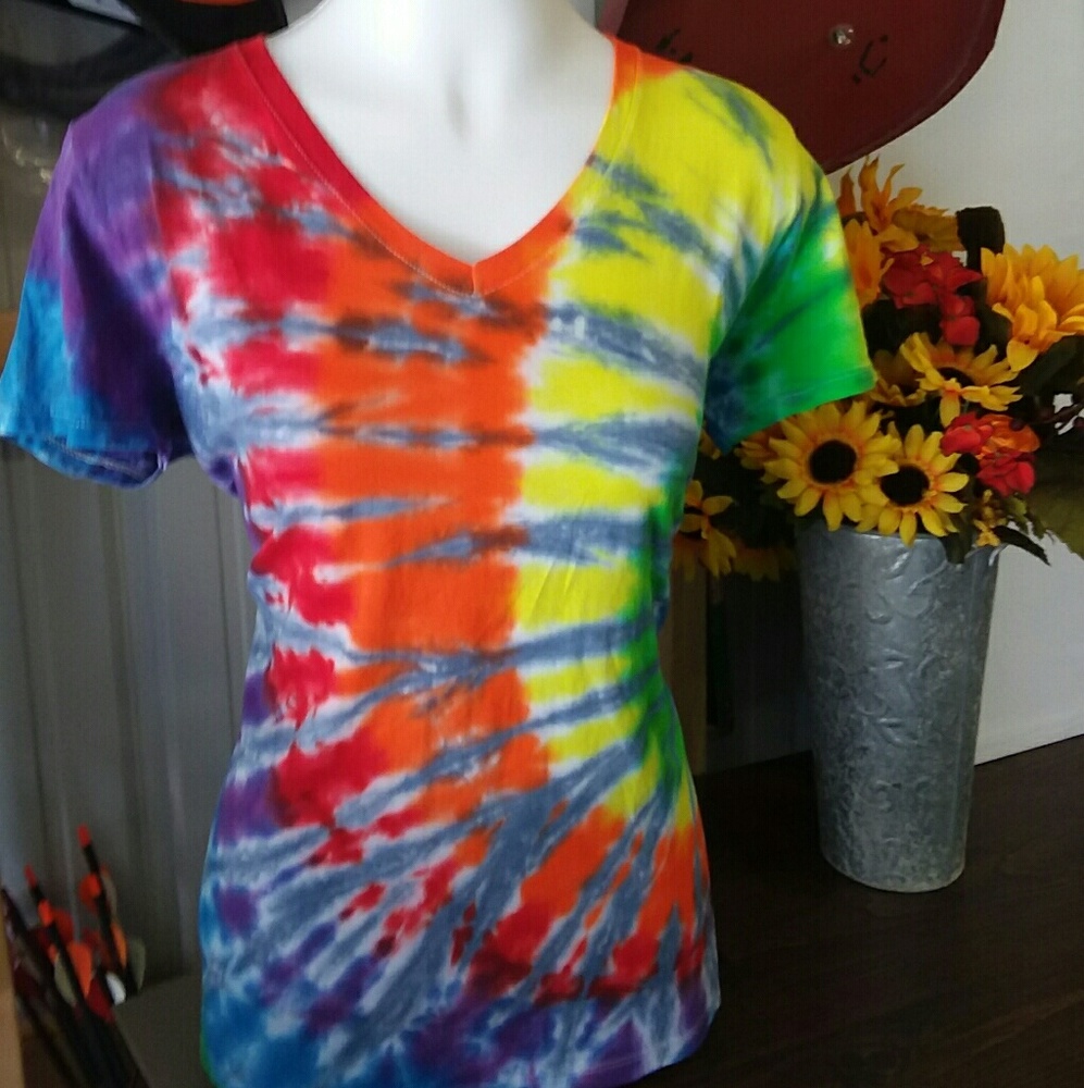 Tie Dyed Ladies VNeck T Shirt